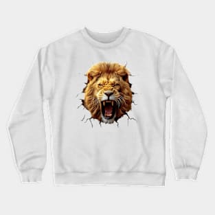 Lion burst through the wall Crewneck Sweatshirt